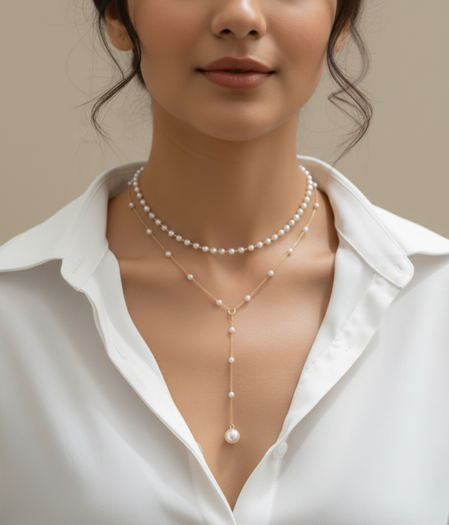 Amara Pearl Y-Necklace