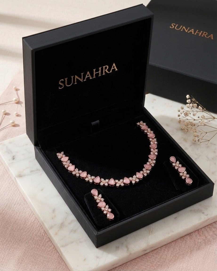 Rosé Petal Necklace Set