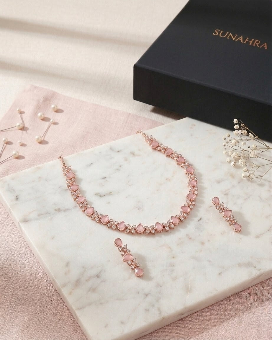 Rosé Petal Necklace Set