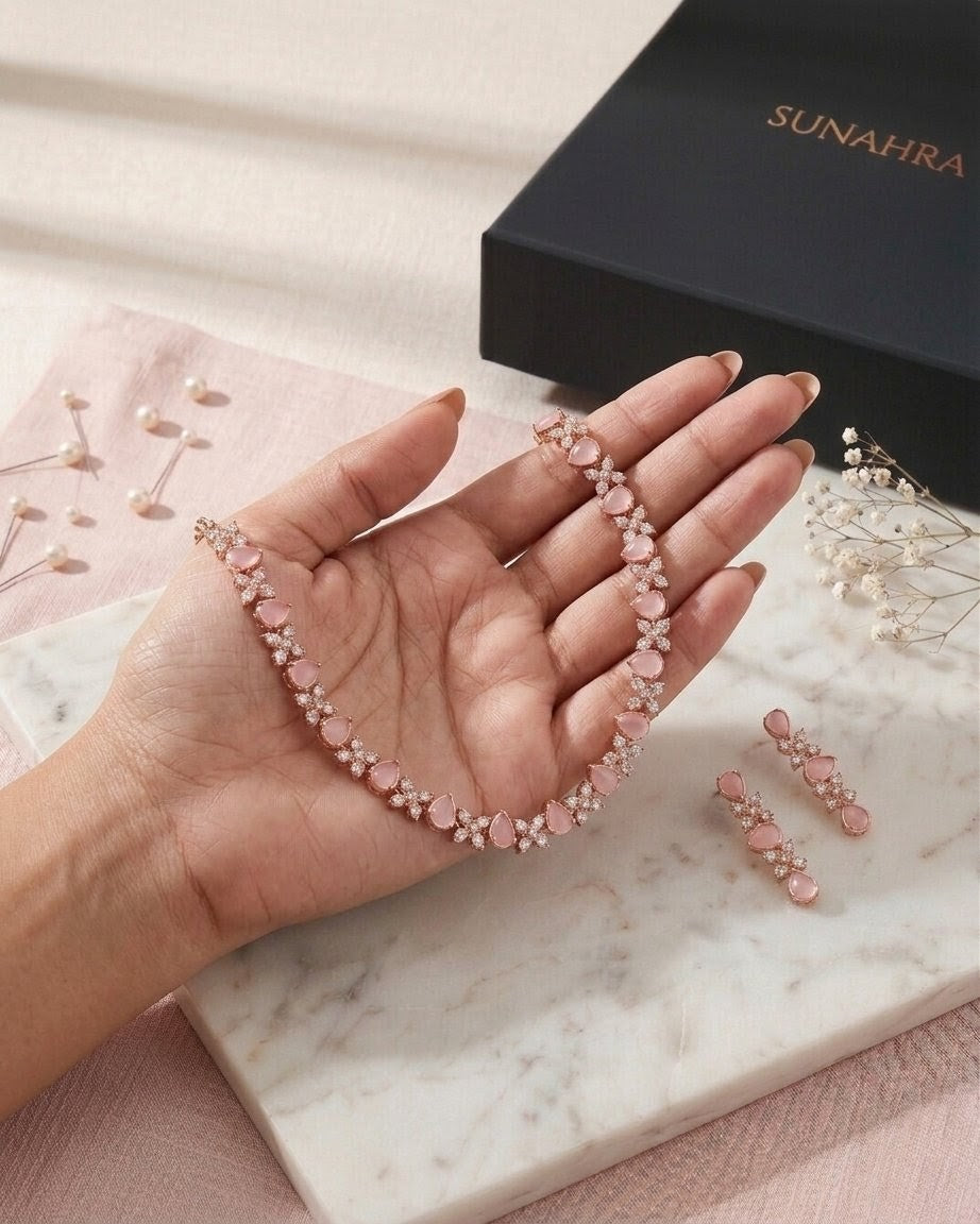 Rosé Petal Necklace Set