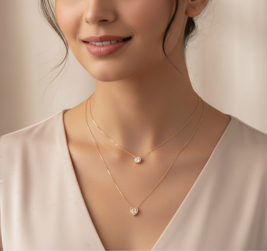 Heart & Solitaire Necklace